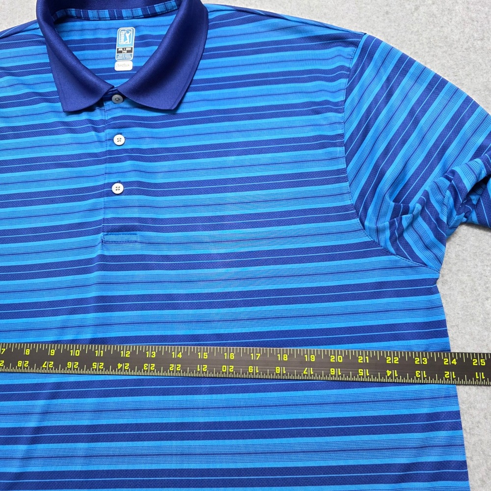 PGA Tour Airflux Men's XXL Blue Striped Short Sleeve Performance Golf Polo Shirt - Picture 8 of 11